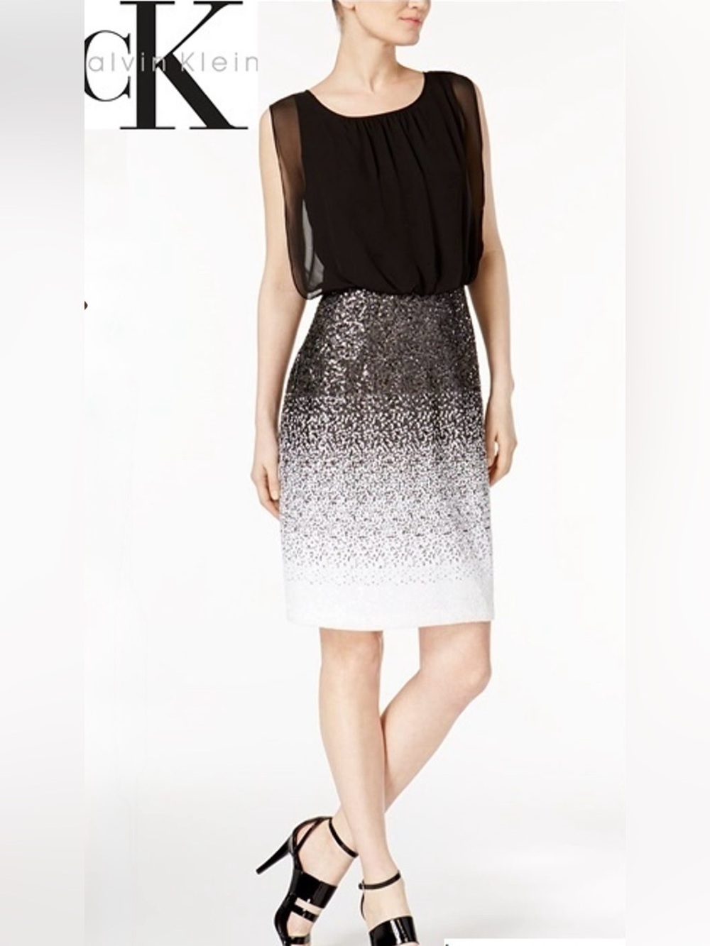 Black and white sequin dress